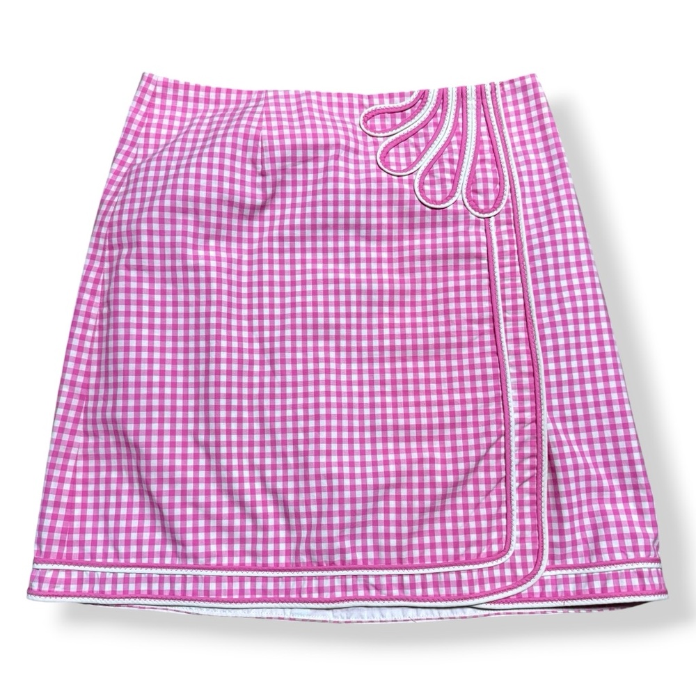 VTG 90s Lilly Pulitzer Womens Gingham Mini Skirt 2 Pink Preppy Coquette Y2K